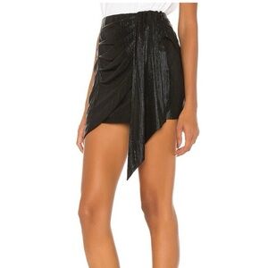 Retrofete Luna Women Draped Mini Skirt Metallic Black| Size Small